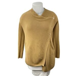 7th Avenue Womens Long Sleeve Cowl Neck Asymmetrical  Button Wrap Sweater Top XS
